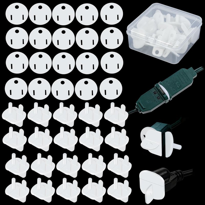 Wenfan 20 Sets Weatherproof Gaskets and Plug Protectors Covers Waterproof Extension Cord Outlet Gasket and Plugs Covers for Christmas Lighting Installation Stop Gfcis from Tripping Fit 2 or 3 Pronged Plugs - Image 1